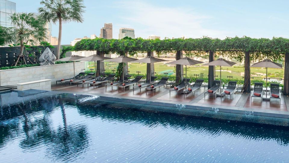 The beautifully manicured pool is a great spot for a relaxing afternoon.