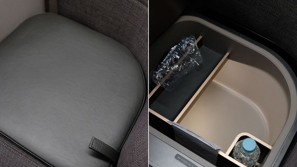 The storage compartment lifts up to create a larger armrest.