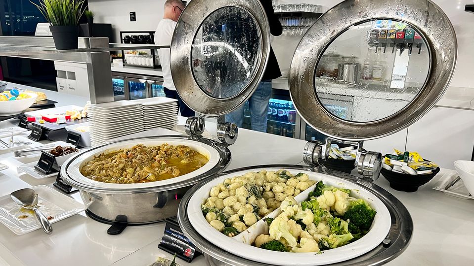 Potato gnocchi, steamed vegetables, rice and yellow chicken curry round out the hot items.