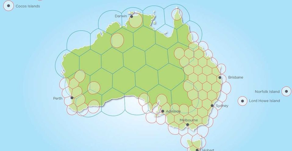 The footprint of the Sky Munster satellite which powers Qantas WiFi.