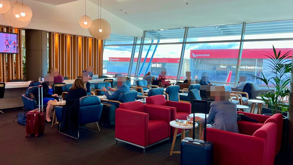 The lounge overlooks the Qantas hangars.