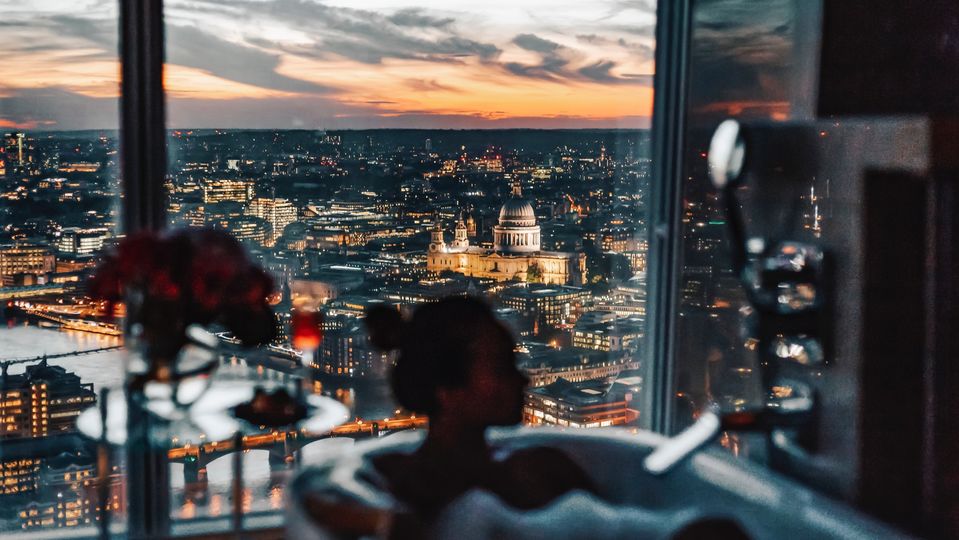 A bathtub with a view.