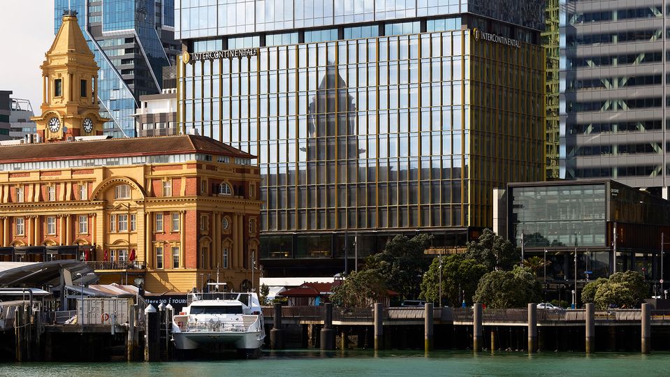 InterContinental Auckland with the landmark Downtown Terminal in the foreground.