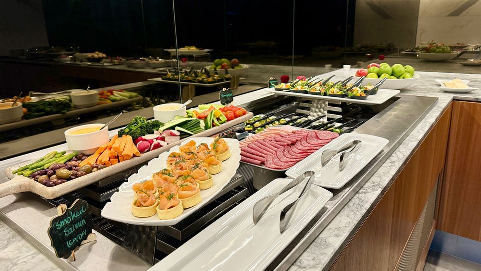 The evening spread in the Westin Club.