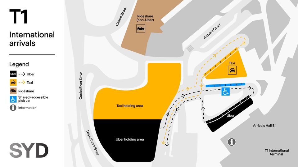 A new Uber holding zone will feed the dedicated Uber pickup areas.