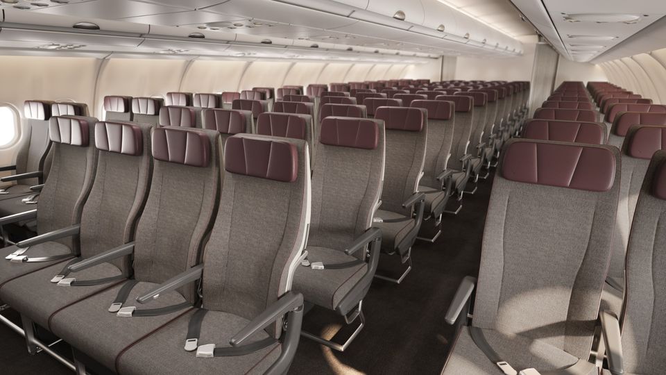 Qantas' new A330 economy class seats.