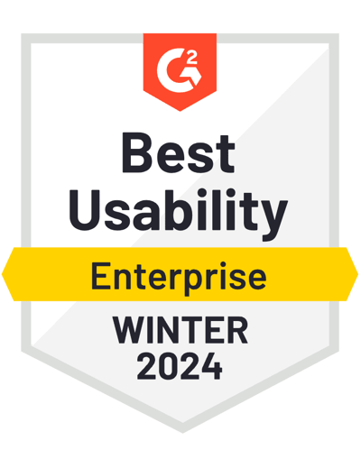 G2 Badge Best Usability Enterprise Winter 2024