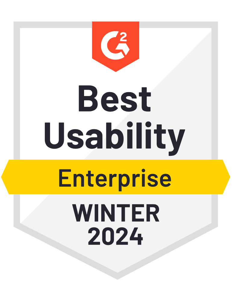 G2 badge: Best Usability, Enterprise, Summer 2023