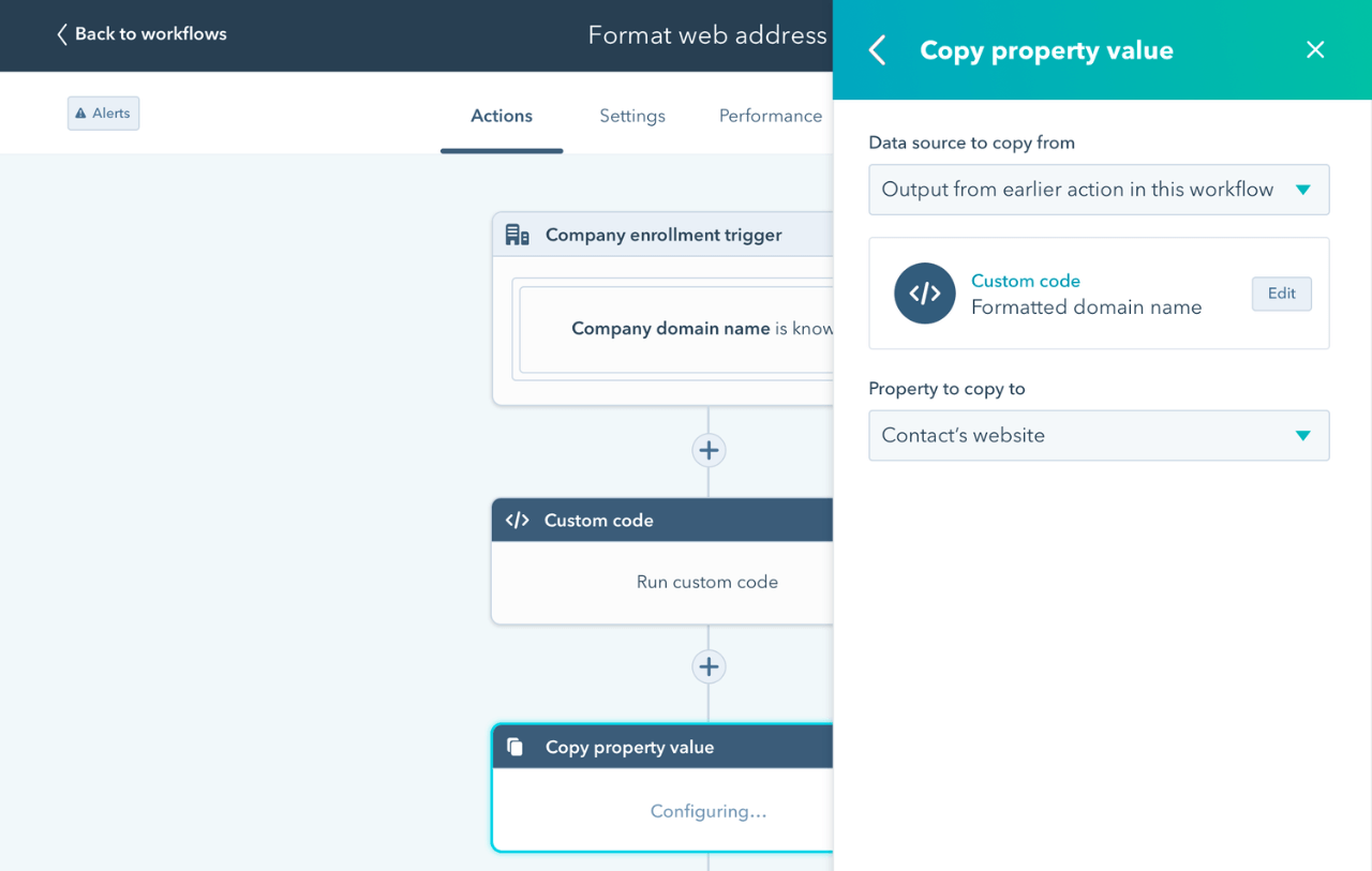 view of workflow builder